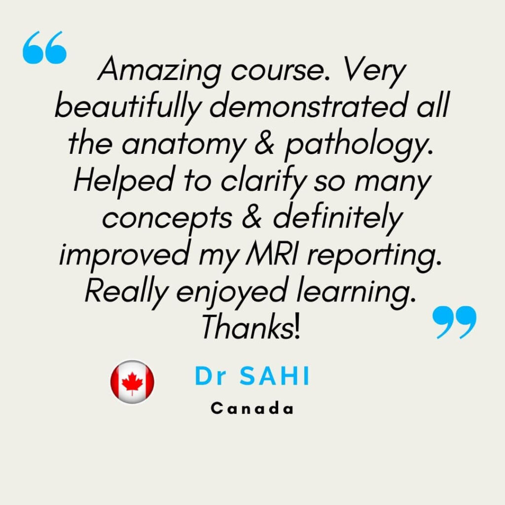 Medical specialist testimonials—radiologists, pain physicians, and sports medicine doctors—highlighting the clinical relevance, diagnostic impact, and educational structure of RadEdAsia’s MRI training programs across musculoskeletal and spine imaging.