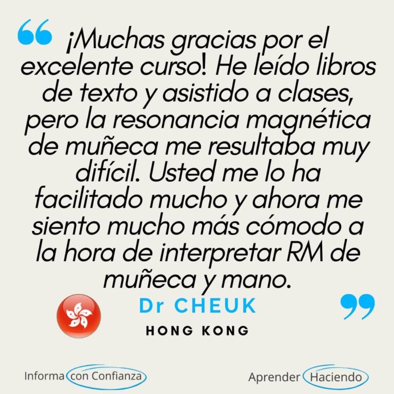 Testimonios de especialistas médicos (radiólogos, médicos especialistas en dolor y médicos especialistas en medicina deportiva) que destacan la relevancia clínica, el impacto diagnóstico y la estructura educativa de los programas de formación en resonancia magnética de RadEdAsia en el ámbito de las imágenes musculoesqueléticas y de la columna vertebral.