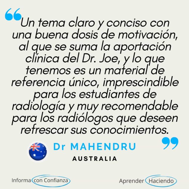 Testimonios de especialistas médicos (radiólogos, médicos especialistas en dolor y médicos especialistas en medicina deportiva) que destacan la relevancia clínica, el impacto diagnóstico y la estructura educativa de los programas de formación en resonancia magnética de RadEdAsia en el ámbito de las imágenes musculoesqueléticas y de la columna vertebral.