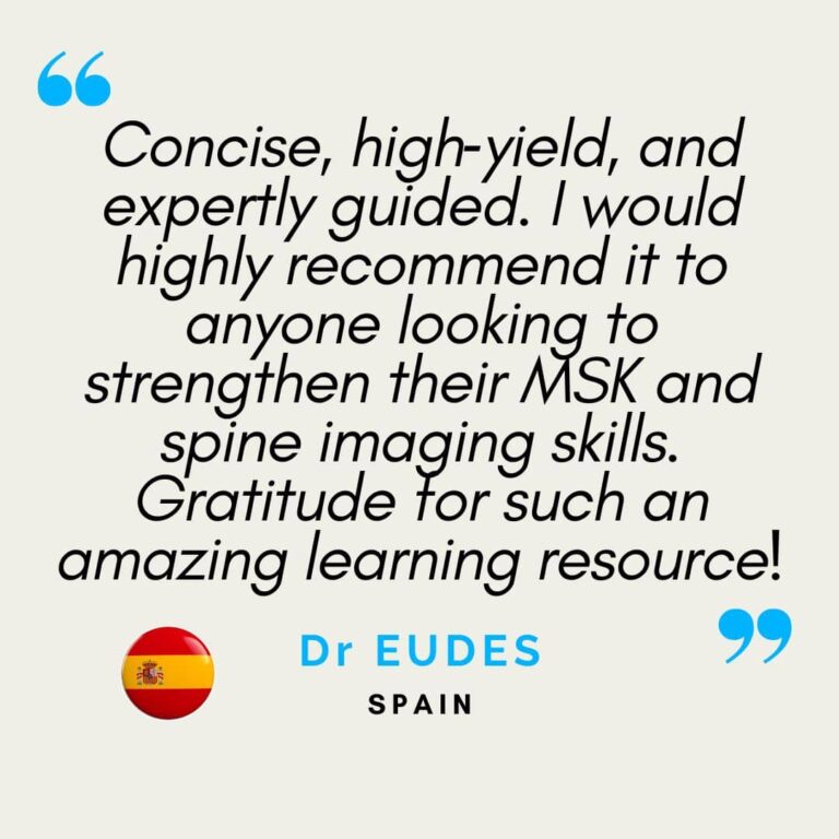 Medical specialist testimonials—radiologists, pain physicians, and sports medicine doctors—highlighting the clinical relevance, diagnostic impact, and educational structure of RadEdAsia’s MRI training programs across musculoskeletal and spine imaging.