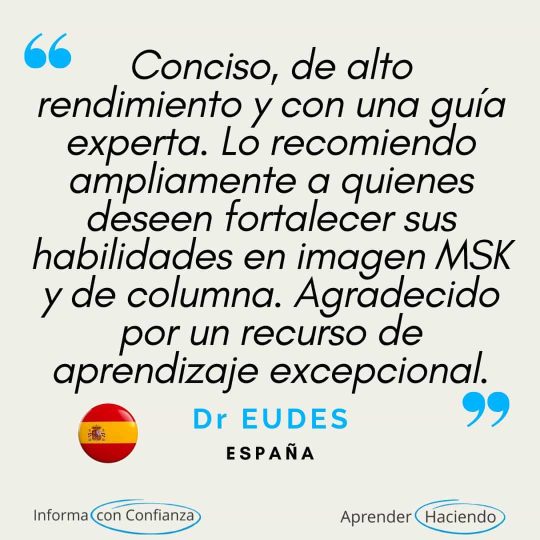 Testimonios de especialistas médicos (radiólogos, médicos especialistas en dolor y médicos especialistas en medicina deportiva) que destacan la relevancia clínica, el impacto diagnóstico y la estructura educativa de los programas de formación en resonancia magnética de RadEdAsia en el ámbito de las imágenes musculoesqueléticas y de la columna vertebral.