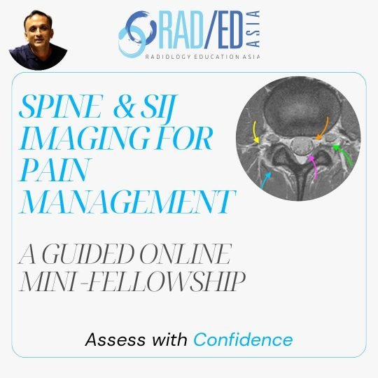 Online guided fellowship on spine & sij imaging for pain management by Radiology Education Asia with CPD (Continuing Professional Development) accreditation.